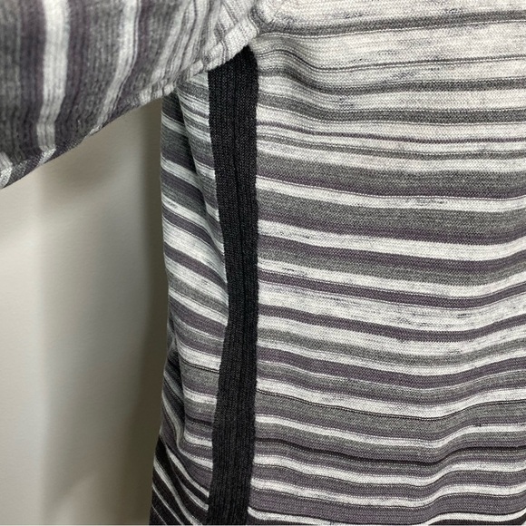 T by Talbots Grey Striped Funnel Neck Sweater - Picture 6 of 10